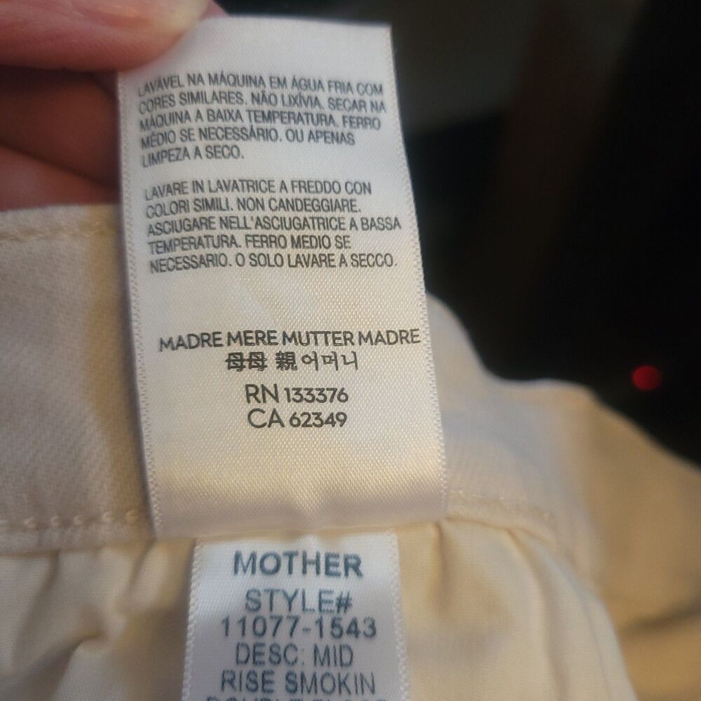 Mother The Mid Rise Smokin' Double Flood Size 32 Cream Cropped Designer Demin - Picture 13 of 15